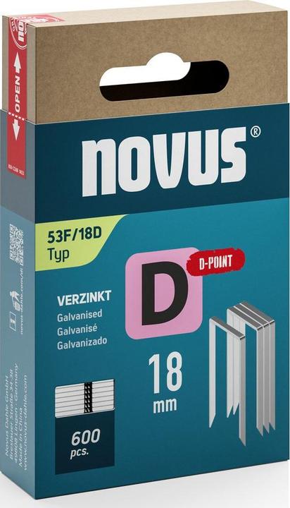 Novus Flachdrahtklammern D 53 F 18mm D-Point