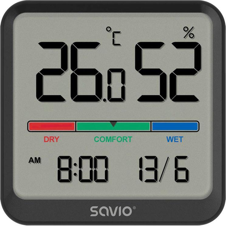 Savio CT-01/B, Thermometer + Hygrometer, Schwarz