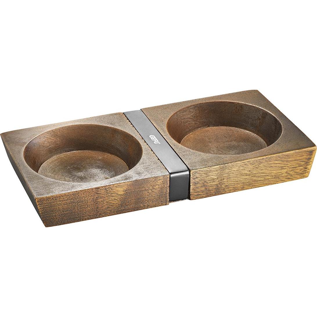 GEFU 34643 Mühlenuntersetzer X-PLOSION, M, Pfeffermühle + Salzmühle, Braun