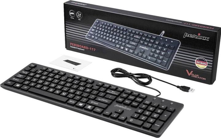 Productafbeelding Perixx PERIBOARD-117 P DE B PS2 Toetsenbord Duits, QWERTZ Zwart (DE, Bedraad)