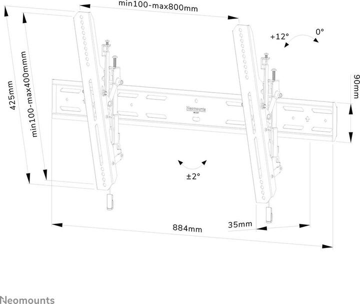 Produktbild Neomounts Wandhalterung WL35S-850BL18 Schwarz (Wand, 86", 100 kg)