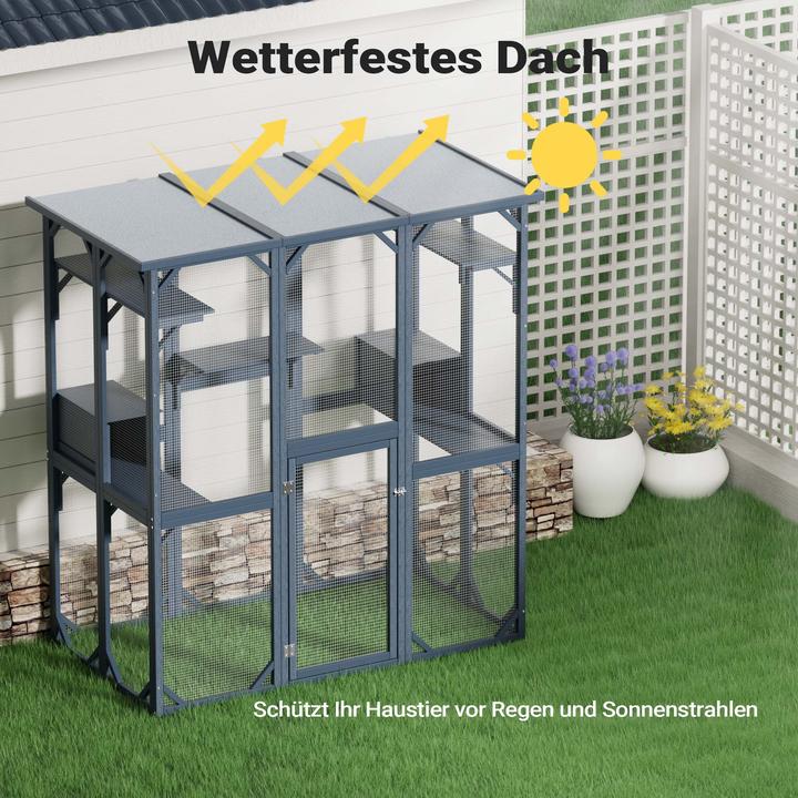 Produktbild Wiltec Freilaufgehege Katzen 170x88x180cm Katzenfreigehege Holz Aussengehege
