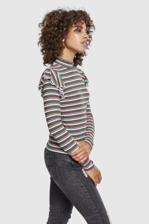 Produktbild Urban Classics Ladies Rib Striped Volant Turtleneck L/S (3XL)