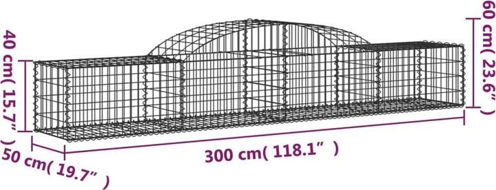 Actual product image VidaXL Gabionen mit Hochbogen 25 Stk. 300x50x40/60 cm Verzinktes Eisen
