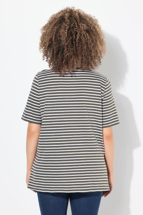 Produktbild Ulla Popken Longshirt, Ringel, A-Linie, Rundhals, Halbarm (56)