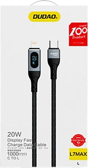 Actual product image Dudao USB Type C - Lightning cable fast charging PD 20W 1m black (L7MaxL) (1 m, 20 W)