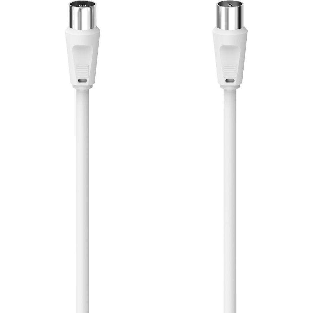 Hama Antennen-Kabel, Koax-Stecker - Koax-Kupplung, 5,0 m, 90 dB, Weiss (90 dB, Antennenkabel), Antennenkabel
