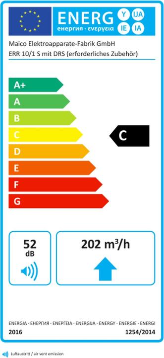 Energy Label Maico Radial tube fan