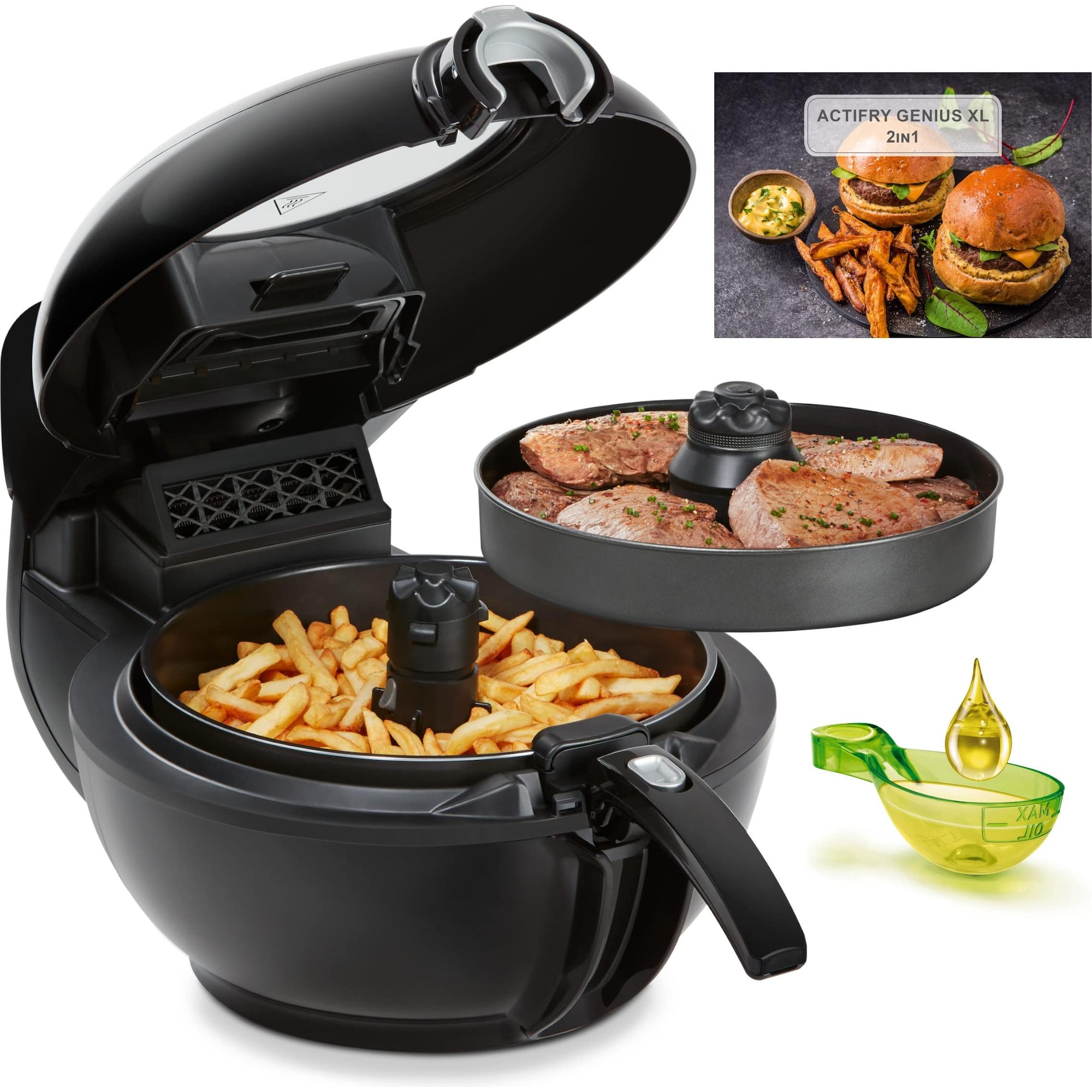 Tefal ActiFry Genius XL 2in1, Fritteuse, Schwarz