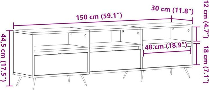 Image du produit vidaXL Armoire TV Vieux bois 150x30x44,5 cm Multiplis (150 x 30 x 44.5 cm)