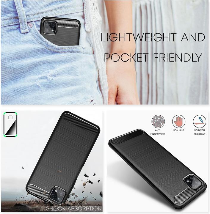 Produktbild Nalia Carbon Look Silikon Handyhülle (Samsung Galaxy A22 5G)