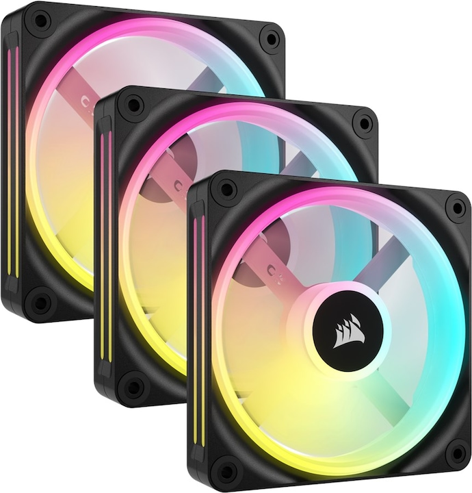 Corsair iCUE LINK QX120 RGB 120 mm PWM fan (black, starter kit) (120 mm, 3 x)