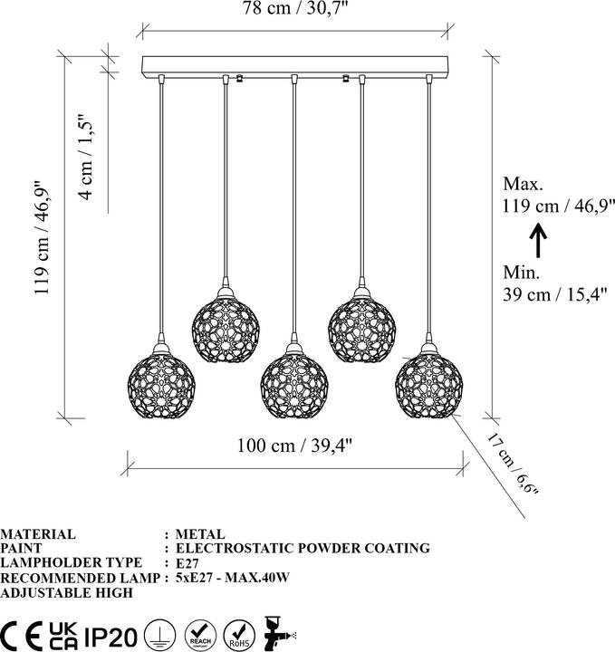 Produktbild Opviq Selcuklu Chandelier (E27)