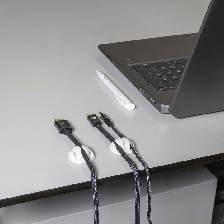 Productafbeelding Nedis Kabelmanagement kabelklem Vergrendeld 4 stuks max. kabeldikte: 5 mm Siliconen 35 mm Wit