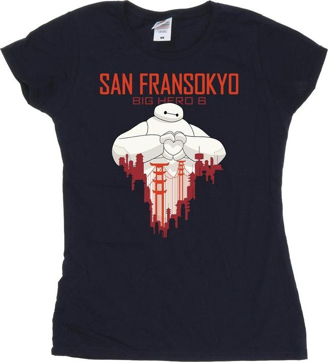 Actual product image Disney Womens/Ladies Big Hero 6 Baymax San Fransokyo Heart Cotton T-Shirt (L)