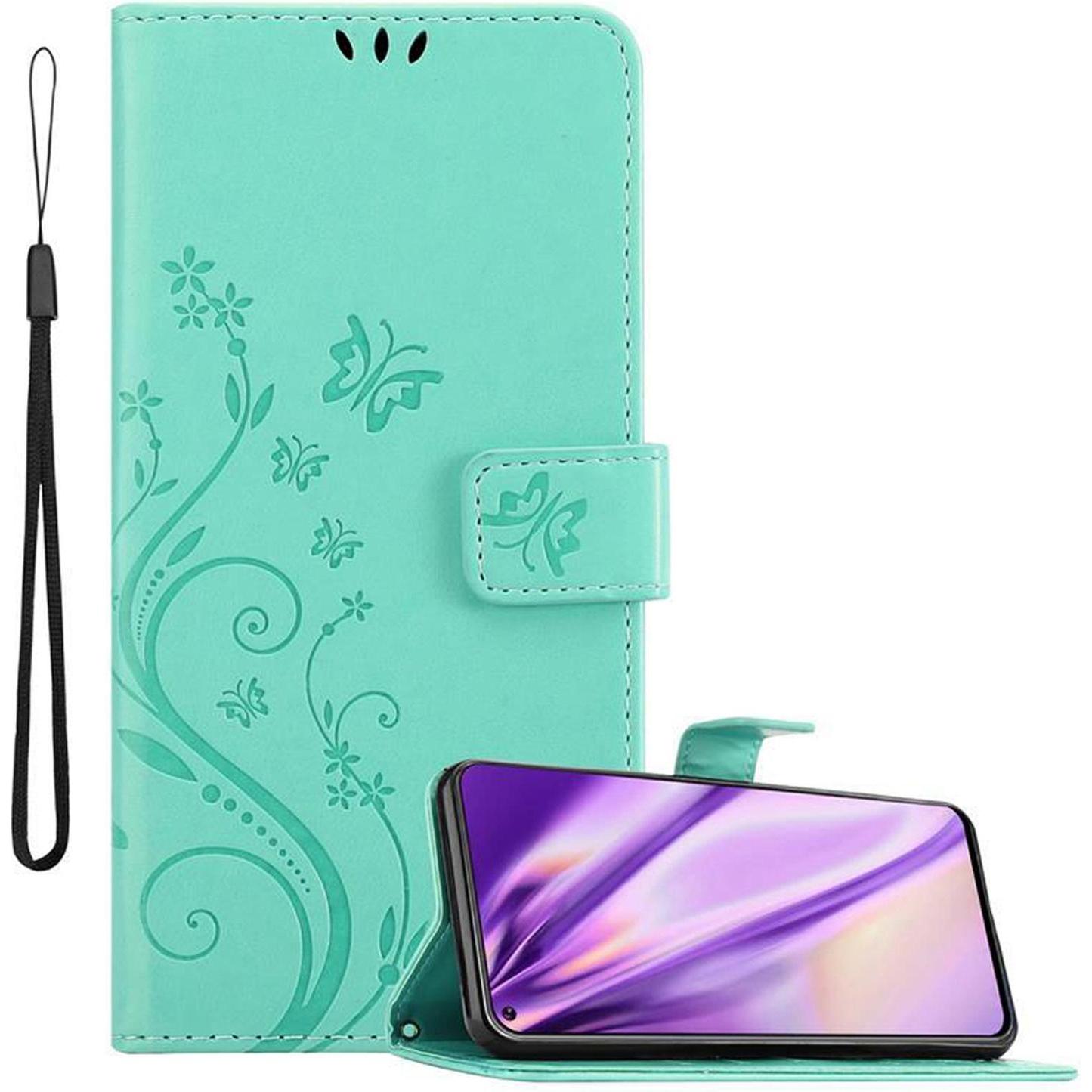 Cadorabo Flower Book Cover (Samsung Galaxy A8s), Smartphone Hülle, Türkis