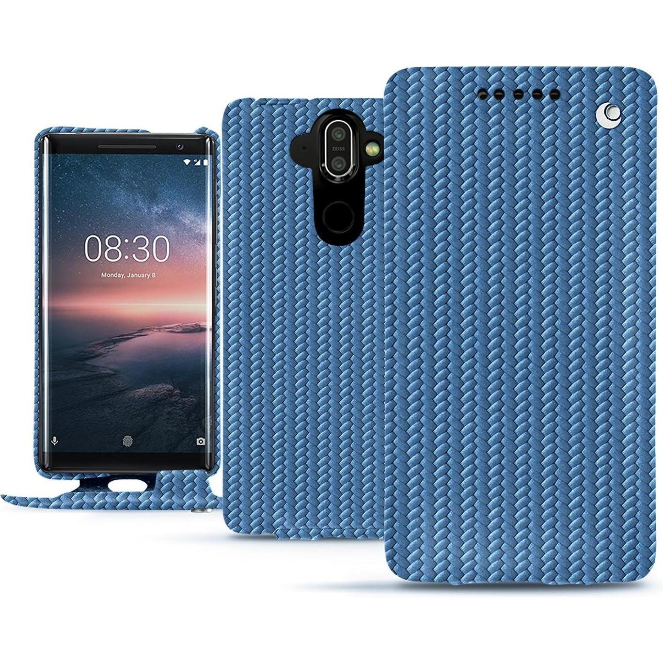 Noreve Lederschutzhülle vertikal (Nokia 8 Sirocco), Smartphone Hülle, Blau