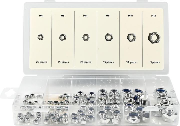Produktbild Benson Muttern-Set selbstsichernd 100-teilig (M4, M12, M6, M8, M5, M10)