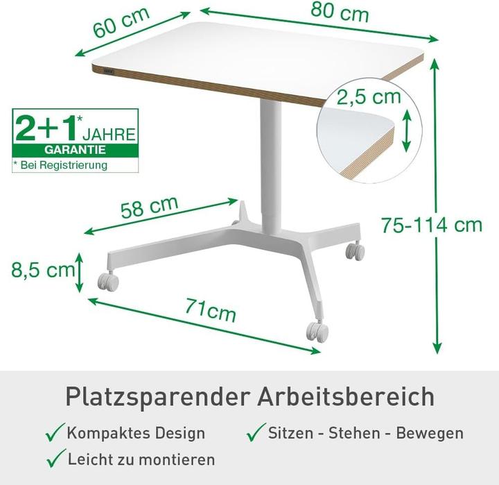 Image du produit Leitz Ergo Compact Workstation Bureau réglable en hauteur (80 x 60 x 75 cm)