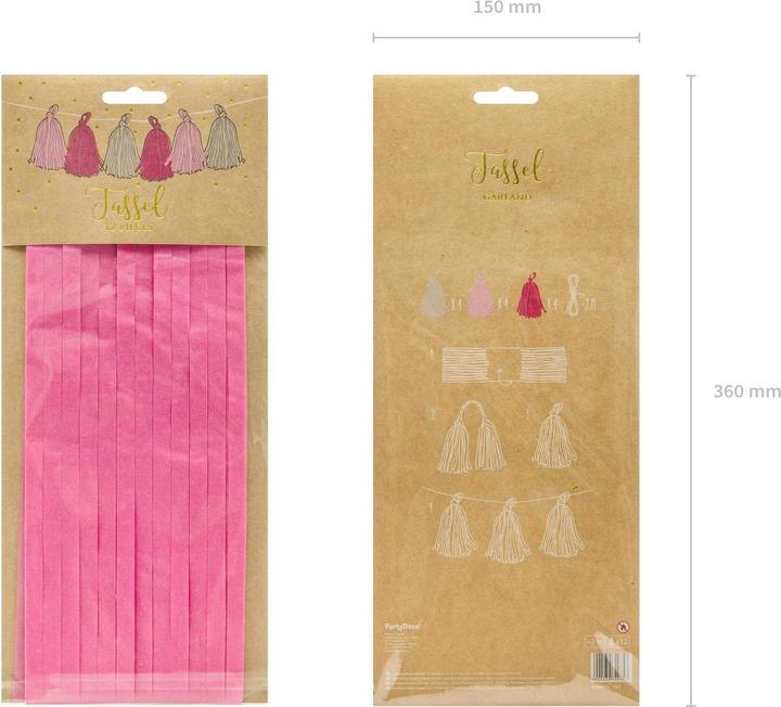 Actual product image Partydeco Garland tassels 1.5 m, Pink (12 pcs.)