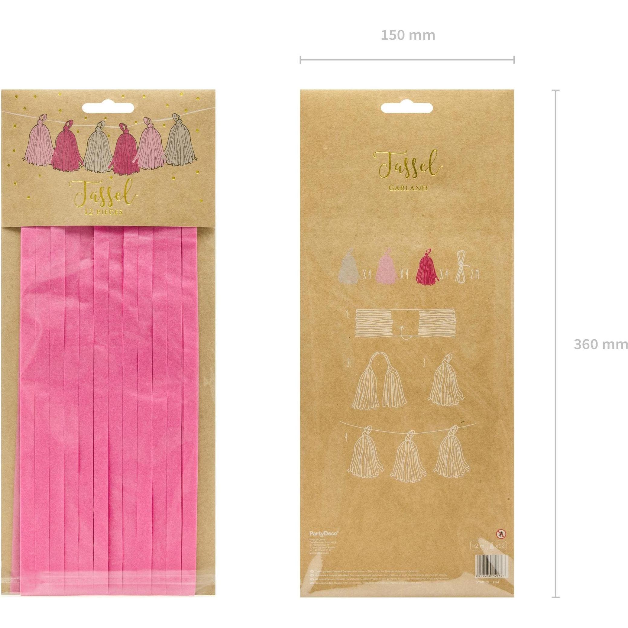 Thumbnail - Partydeco Girlande Quasten 1.5 m, Rosa