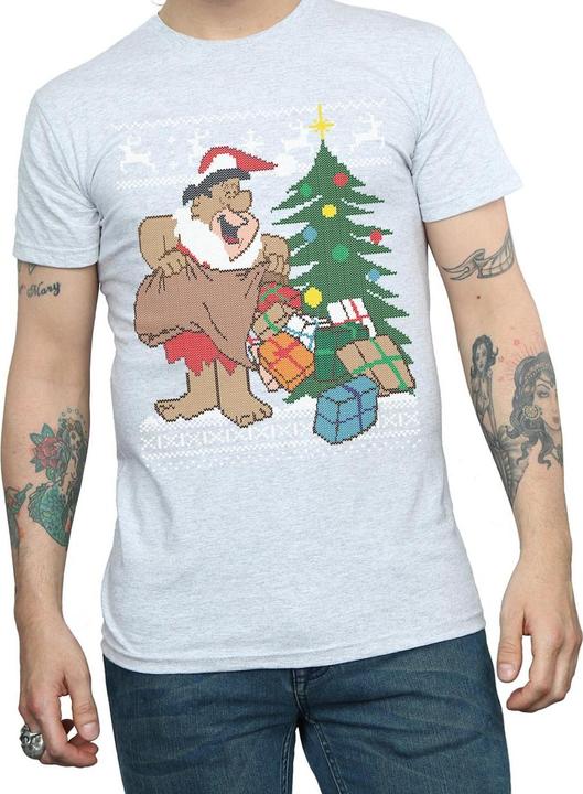 Actual product image The Flintstones Mens Christmas Fair Isle T-Shirt (3XL)