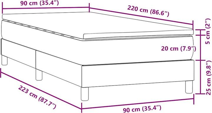 Produktbild vidaXL Boxspringbett (90 x 220 cm)