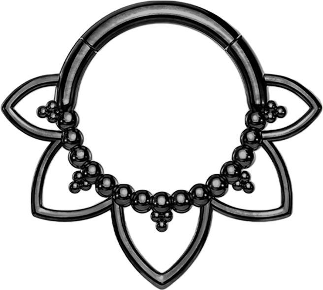 Immagine prodotto Star Piercing Anello a micro segmenti con cuori incernierati in filigrana nera (senza ottone, Acciaio chirurgico 316L)