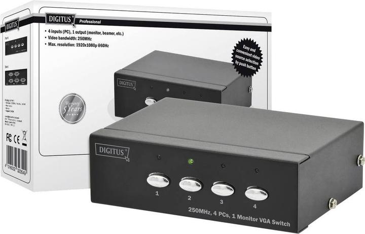 Produktbild Digitus VGA Switch 4 PCs, 1 Monitor