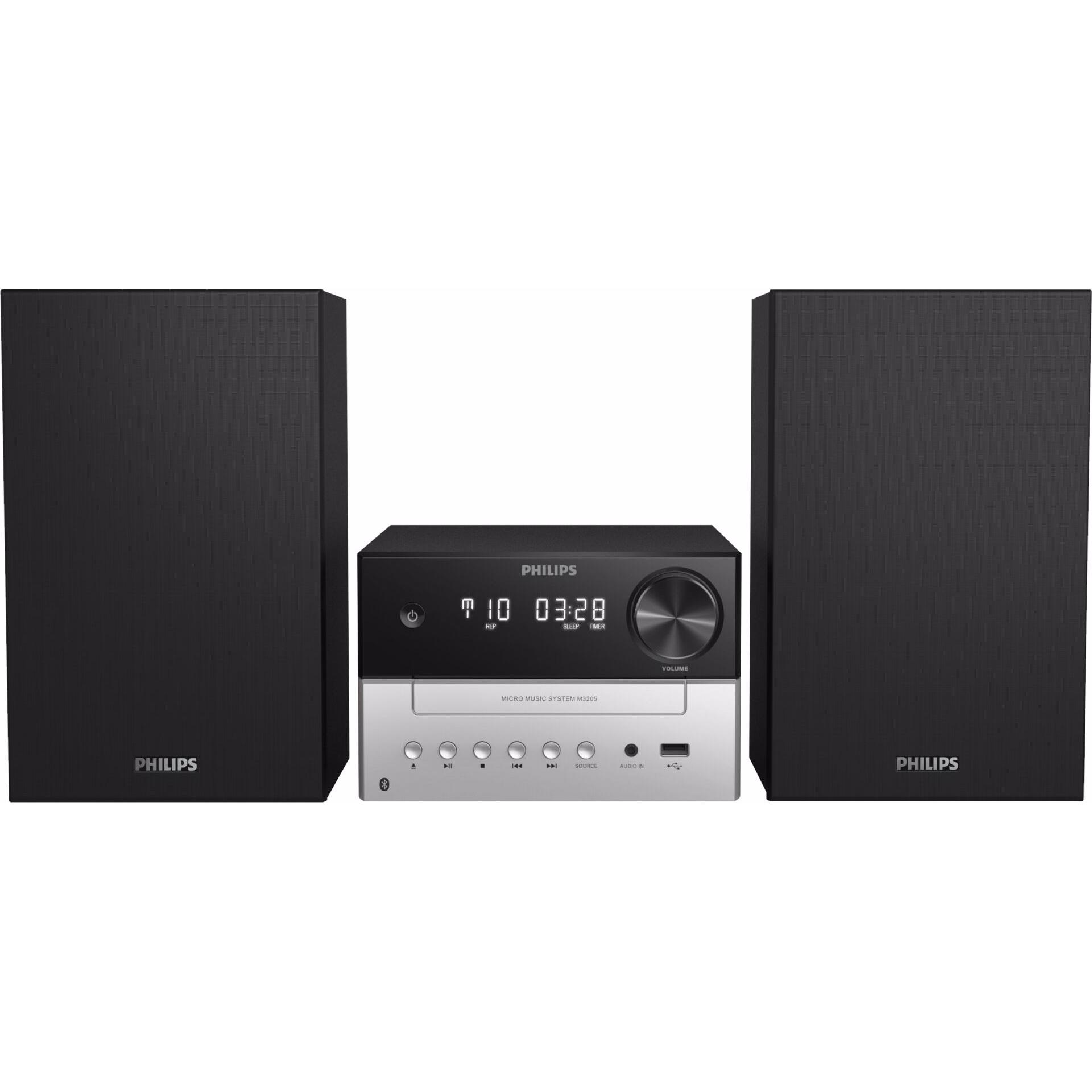 Philips TAM3205/12 (Bluetooth, 2x 9 W), Stereoanlage, Silber, Schwarz