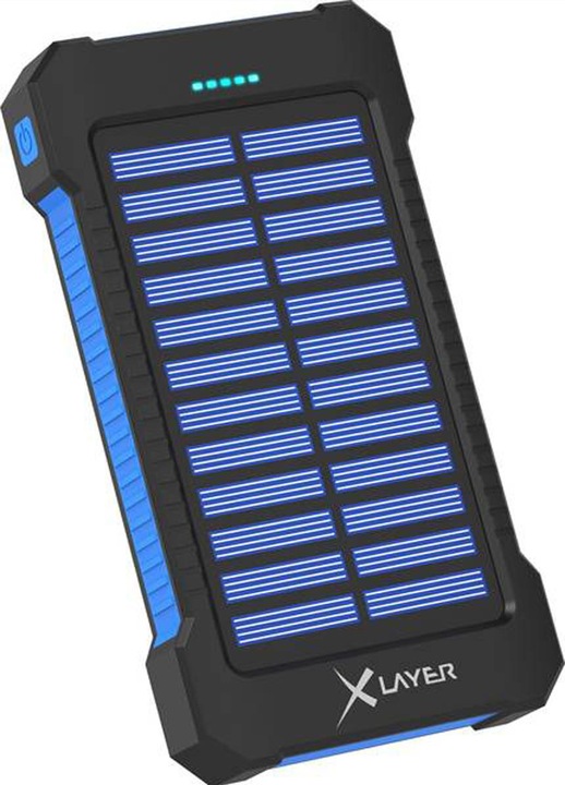 Produktbild Xlayer Powerbank PLUS Solar Black/Blue 8000mAh (8000 mAh, 5 W, 29.60 Wh)