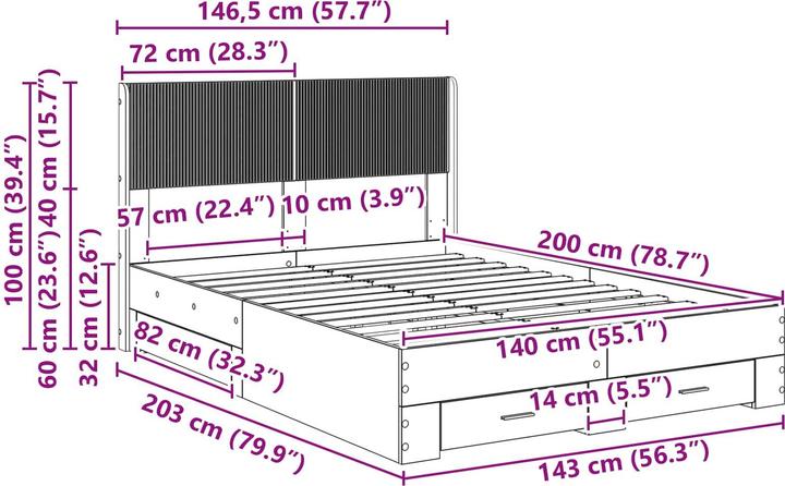 Image du produit vidaXL Bettrahmen (140 x 200 cm)