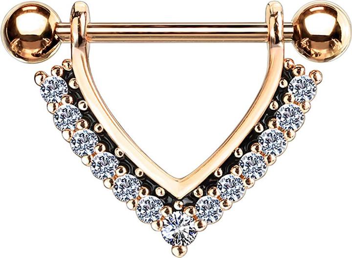 Produktbild Star Piercing Barbell rosegold Hänger mit Kristallen silber (Messing, Chirurgenstahl 316L)