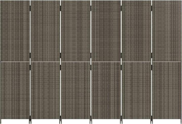 Produktbild vidaXL Paravent 6-tlg. Grau Poly Rattan,Farbe: Grau,Material: Poly