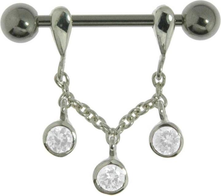 Image du produit Bijouteria Piercing poitrine (Acier chirurgical 316L, Cristallin, Argent 925)