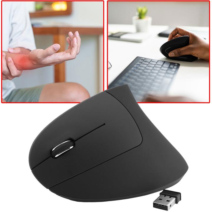 Immagine prodotto MediaRange Mouse verticale senza fili per mancini, nero (Senza fili)