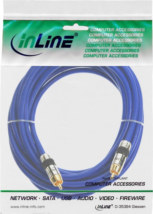 Produktbild InLine Cinch Kabel AUDIO, vergoldete Stecker, 1x Cinch (5 m, Cinch Kabel)