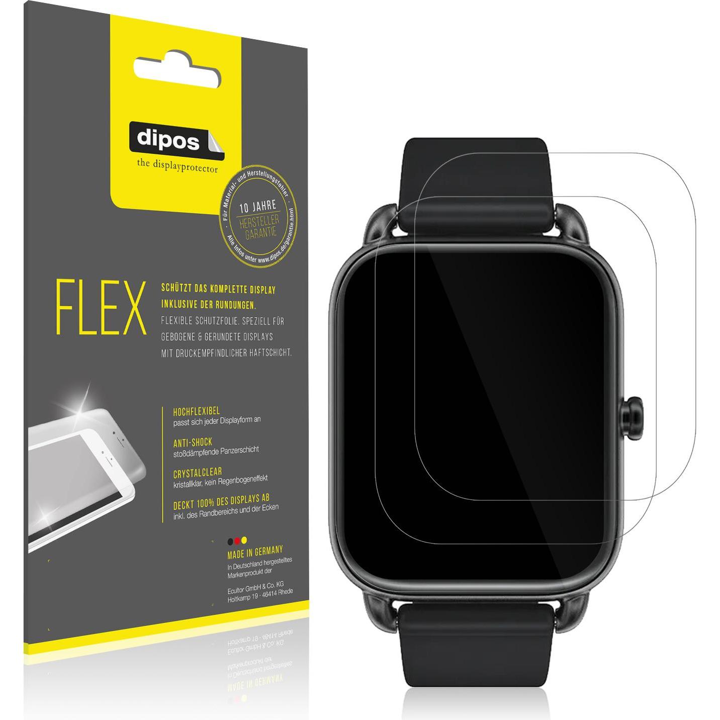 Dipos Displayschutzfolie Full-Cover 3D, Smartwatch Schutzfolie, Transparent
