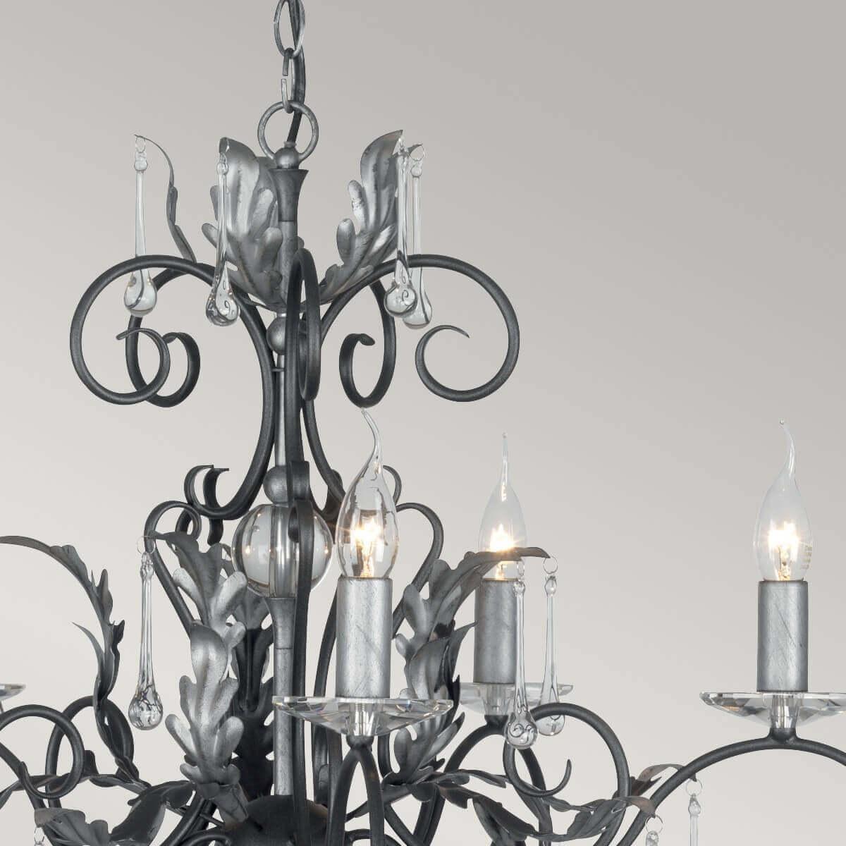 Thumbnail - Elstead Lighting, Kronleuchter, Amarilli Kronleuchter E14 15-fach Schwarz-Silber, Made in UK (125 cm)