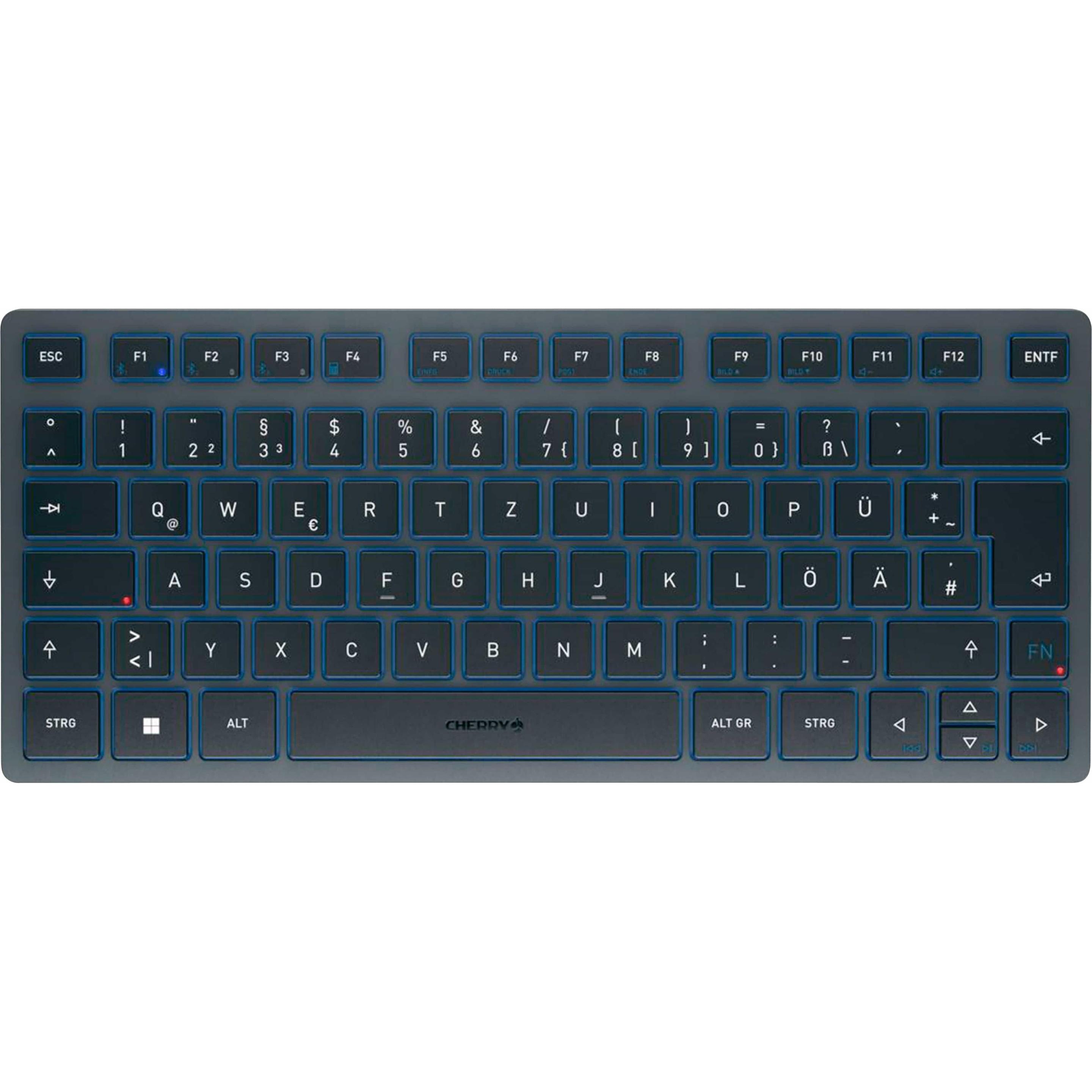 CHERRY KW 7100 Mini (DE, Kabellos), Tastatur, Blau