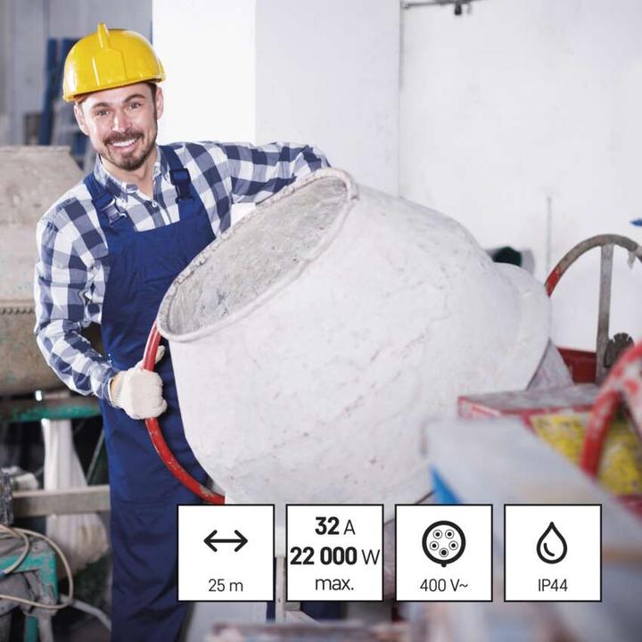 Produktbild Emos 3 fázový venkovní prodlužovací kabel PM1105 - 25 m / 1 zásuvka / černý / guma / 400 V / 4 mm2 (25 m)