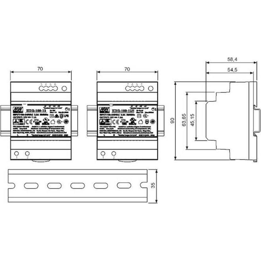 Thumbnail - MeanWell, Systemstromversorgung, DIN-Schienenmontage Single Output 1-Phase Leistung: 100W
