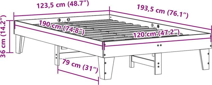 Actual product image vidaXL Bettgestell (140 x 190 cm)