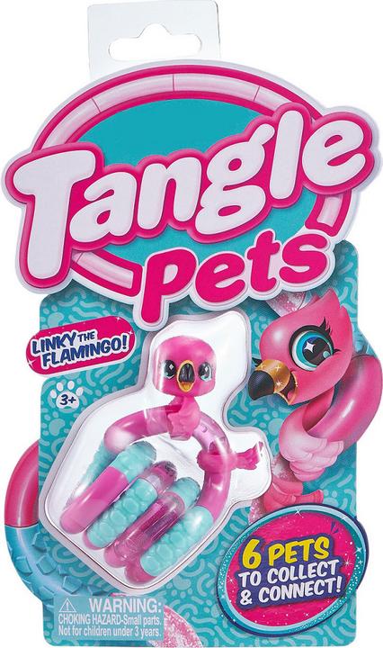 Actual product image Tangle Fidget Toy 8502 Jr. Pets Series with Flamingo Animal Figure, Antistress Toy, Promotes Coord... (German, French, Italian, English)