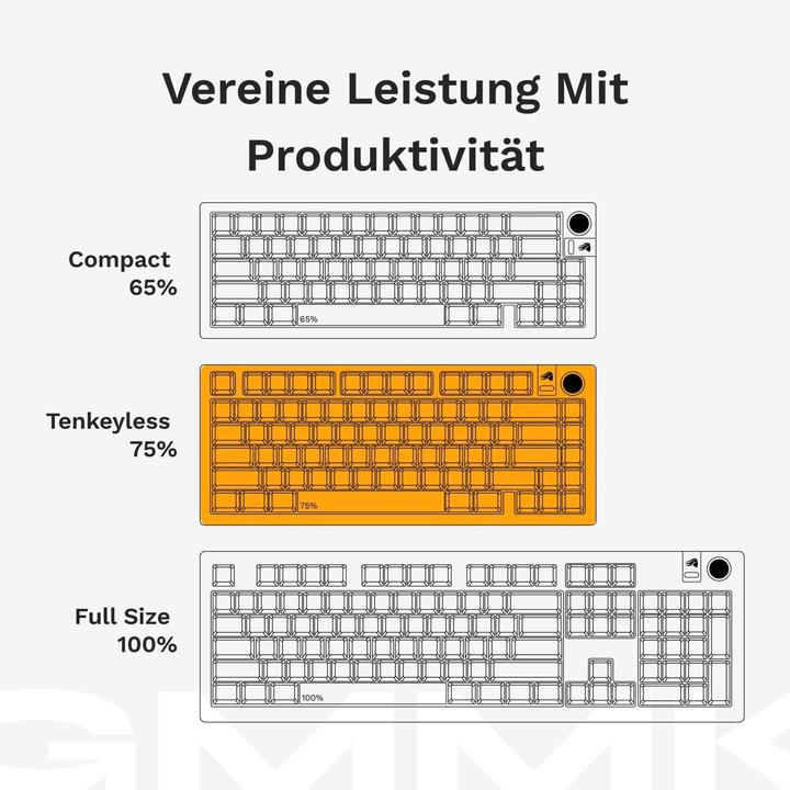 Actual product image Glorious GMMK 3 Pro 75 % custom gaming keyboard - barebone, ISO layout, black (Barebone, Cable)