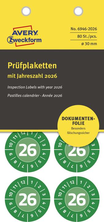 Produktbild Avery Prüfplaketten
