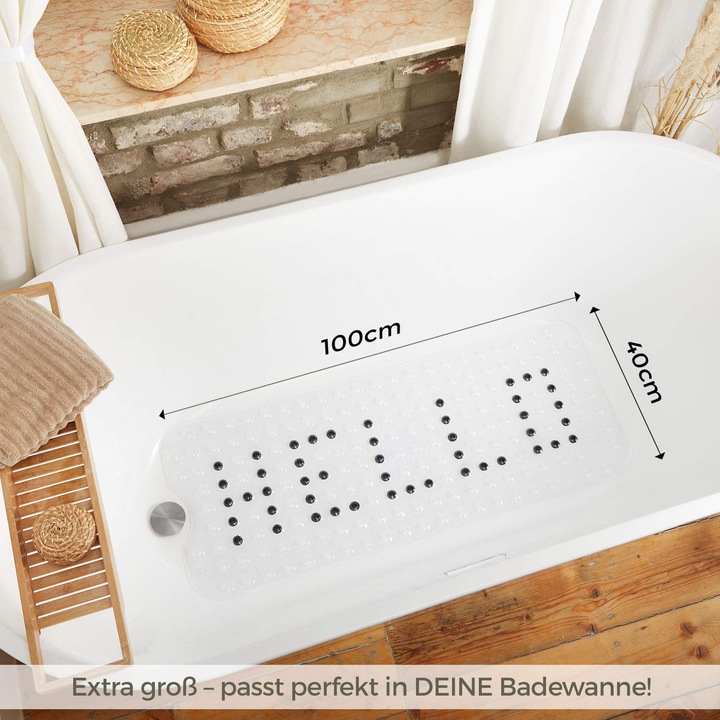Produktbild Activity Board rutschfeste Badewannenmatte | EXTRA LANG 100x40cm | 100% BPA frei | inkl. GRATIS Aufhängung |