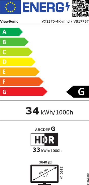 Energie-Label Viewsonic VX3276 (3840 x 2160 Pixel, 31.50")