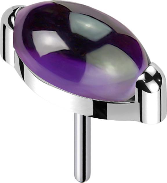 Produktbild Star Piercing Threadless silber Ovaler Amethyst Stein (Titan, ohne Messing, Mineralisch)
