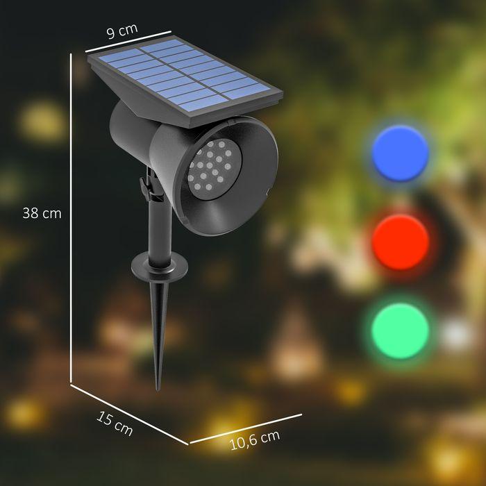 Actual product image Swisshandel24 Solar lights, 2 solar lamps, 2 light colours, floor/wall mounting, IP54 waterproof, black (IP54)